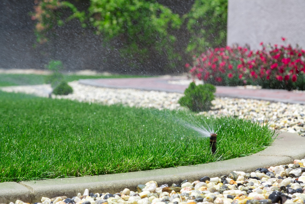 lawn being watered 